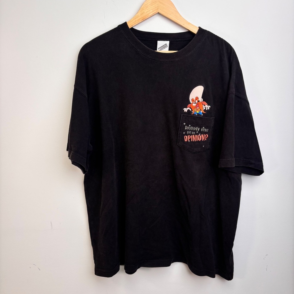 Vintage 2001 Warner Bros Yosemite Sam Pocket T Shirt XL Looney Tunes Opinion